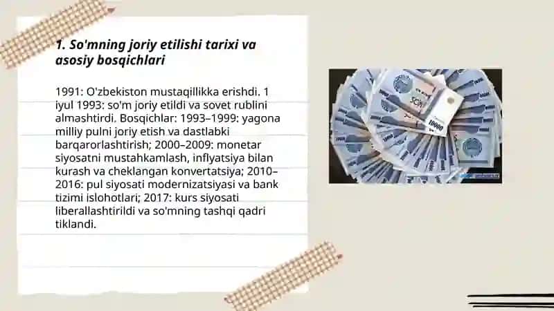 So'mning joriy etilishi va uning qadr qimmatini saqlash 3
