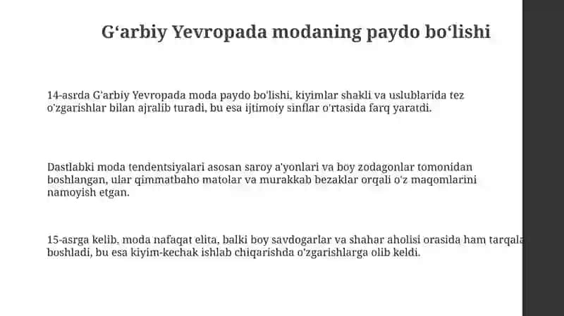 G'arbiy Yevropada modaning paydo boʻlishi 3