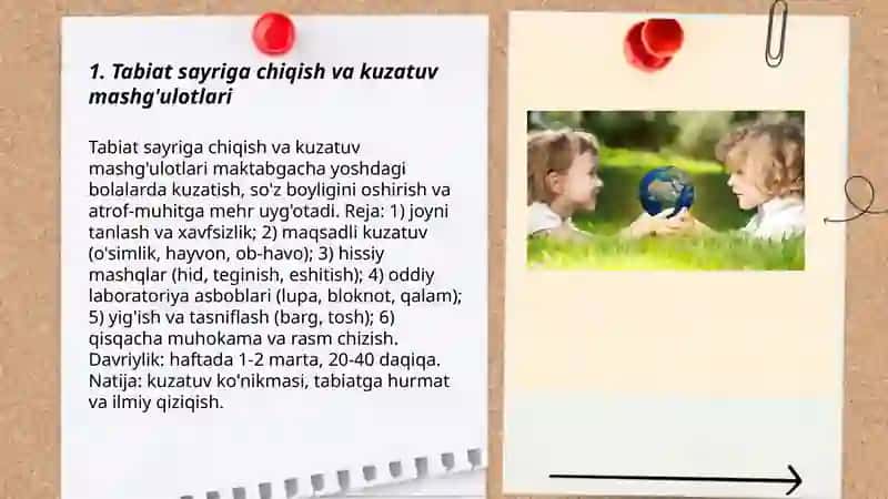 Maktabgacha yoshdagi bolalarni tabiat bilan tanishtirish usullari 3