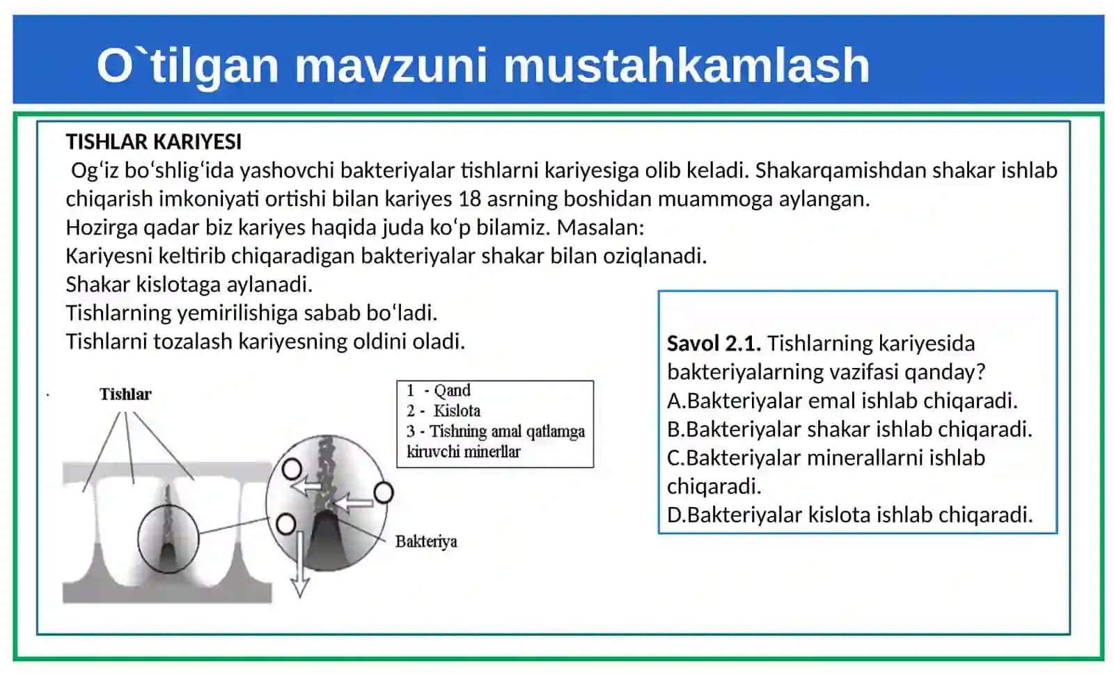 Biologiya 8-sinf Mavzu:Ovqathazmqilishorganlari vafunksiyasi 3