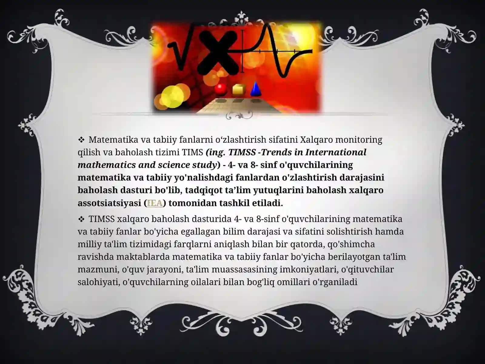 TIMSS xalqaro baholash dasturi 3