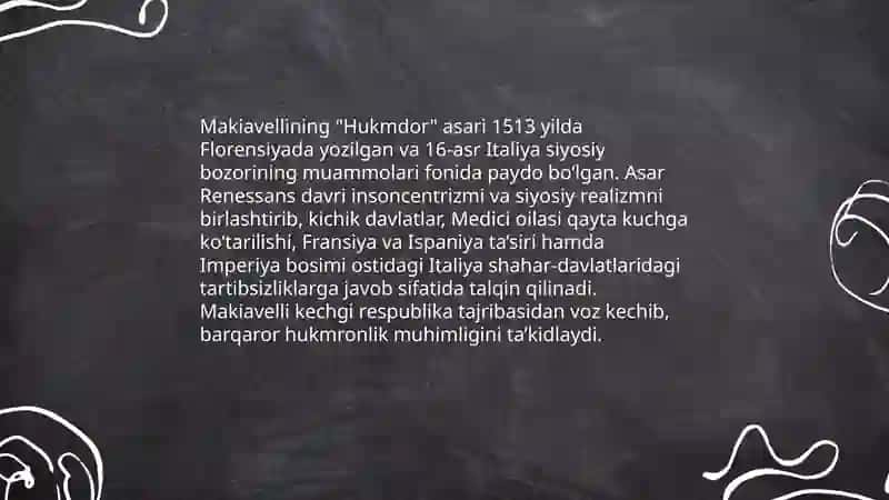 Makiavellining "Hukmdor" asari 3