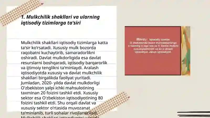 Mulkchilik shakllari va ularning iqtisodiy tizimlarga ta'siri 3