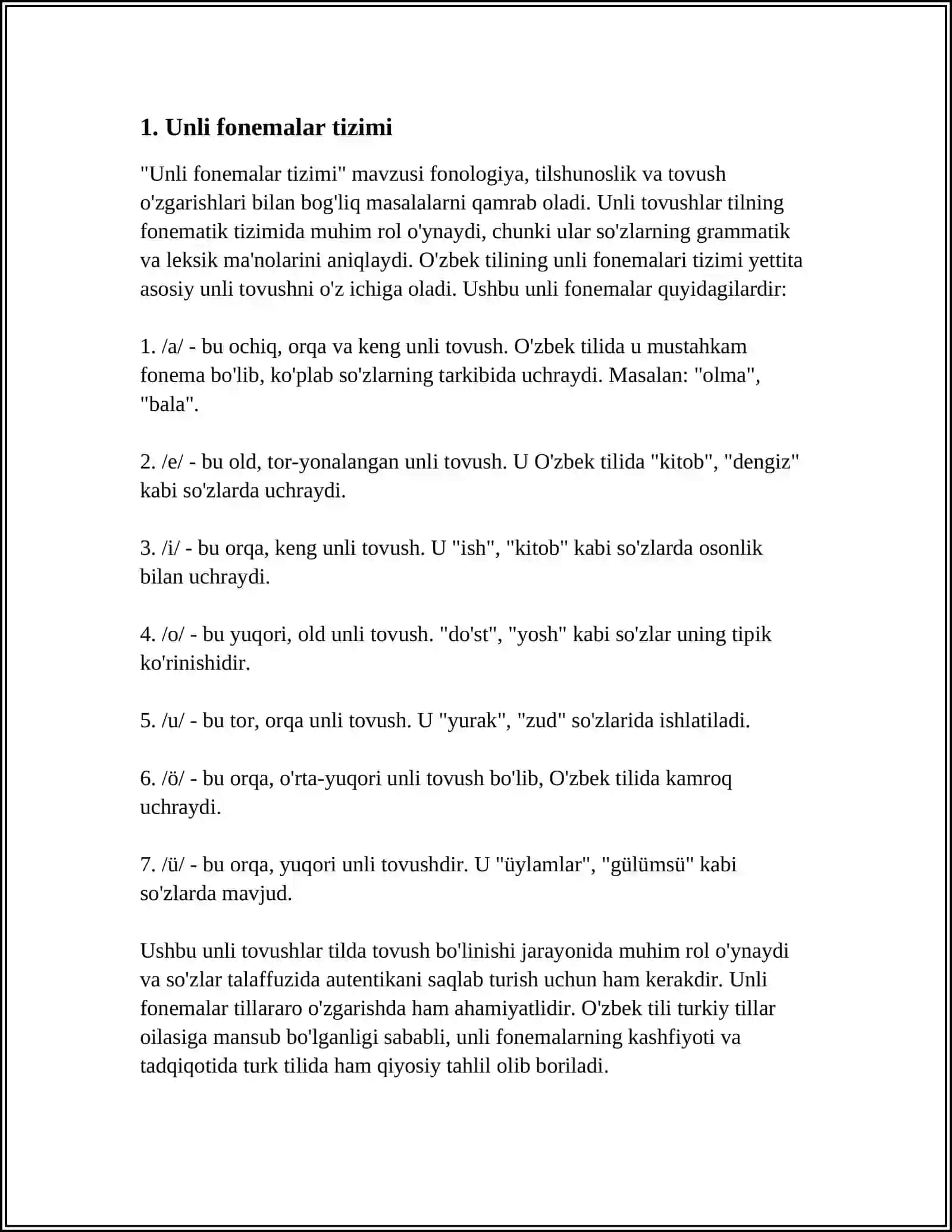 O'ZBEK TILSHINOSLIGIDA UNLI FONEMALAR TAVSIFI 3