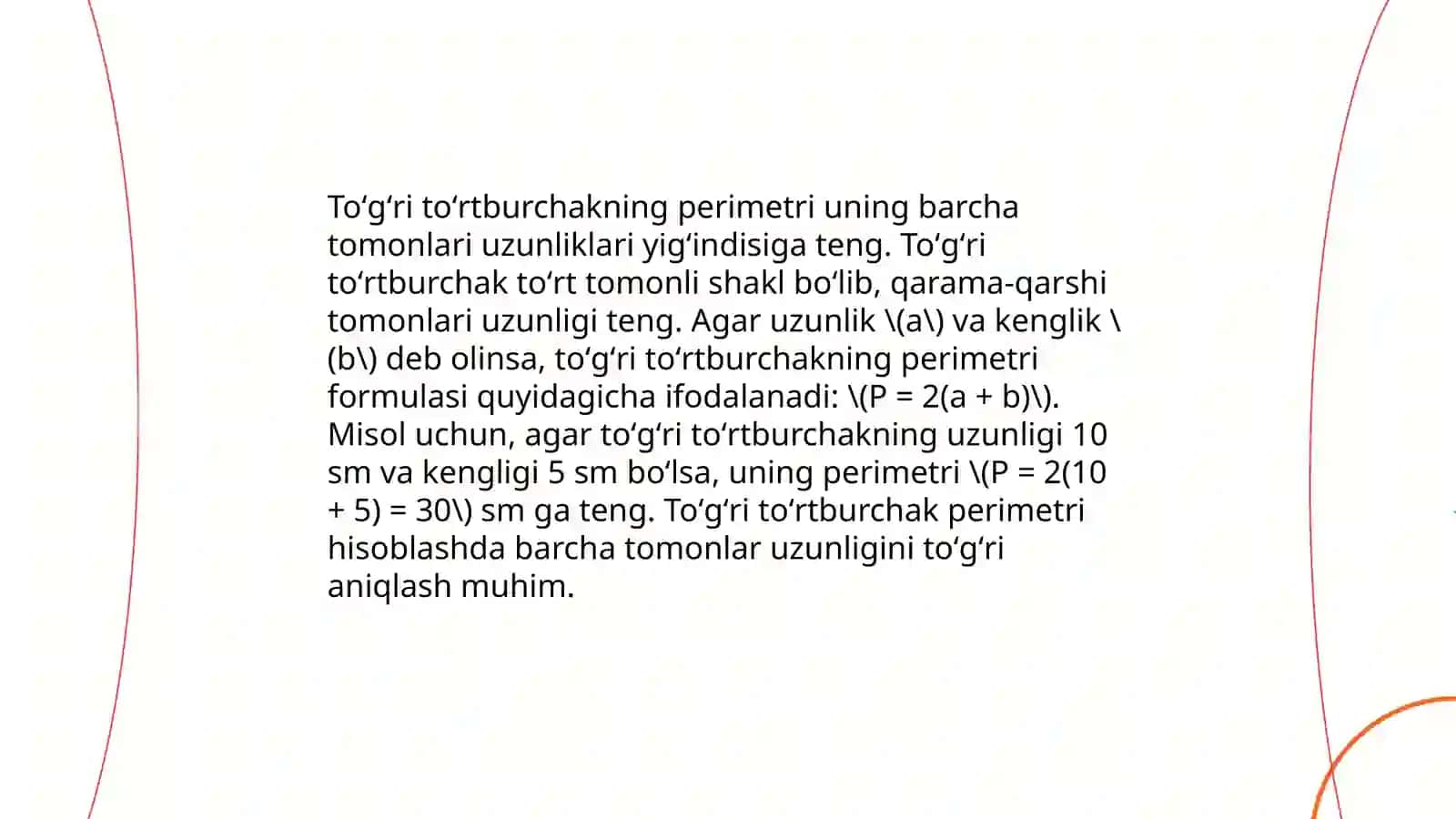 Boshlangʻich sinfda perimetr va yuza tushunchalari 3