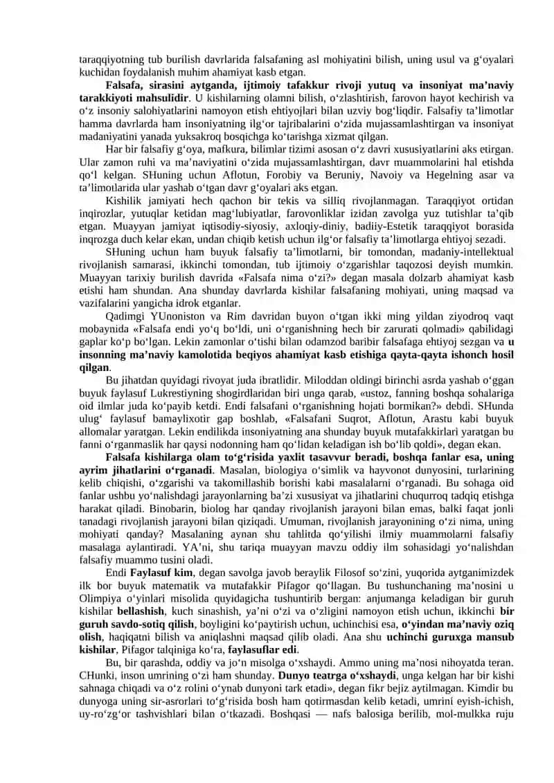 Modul. FALSAFA fanidan ma’ruza matnlari 3