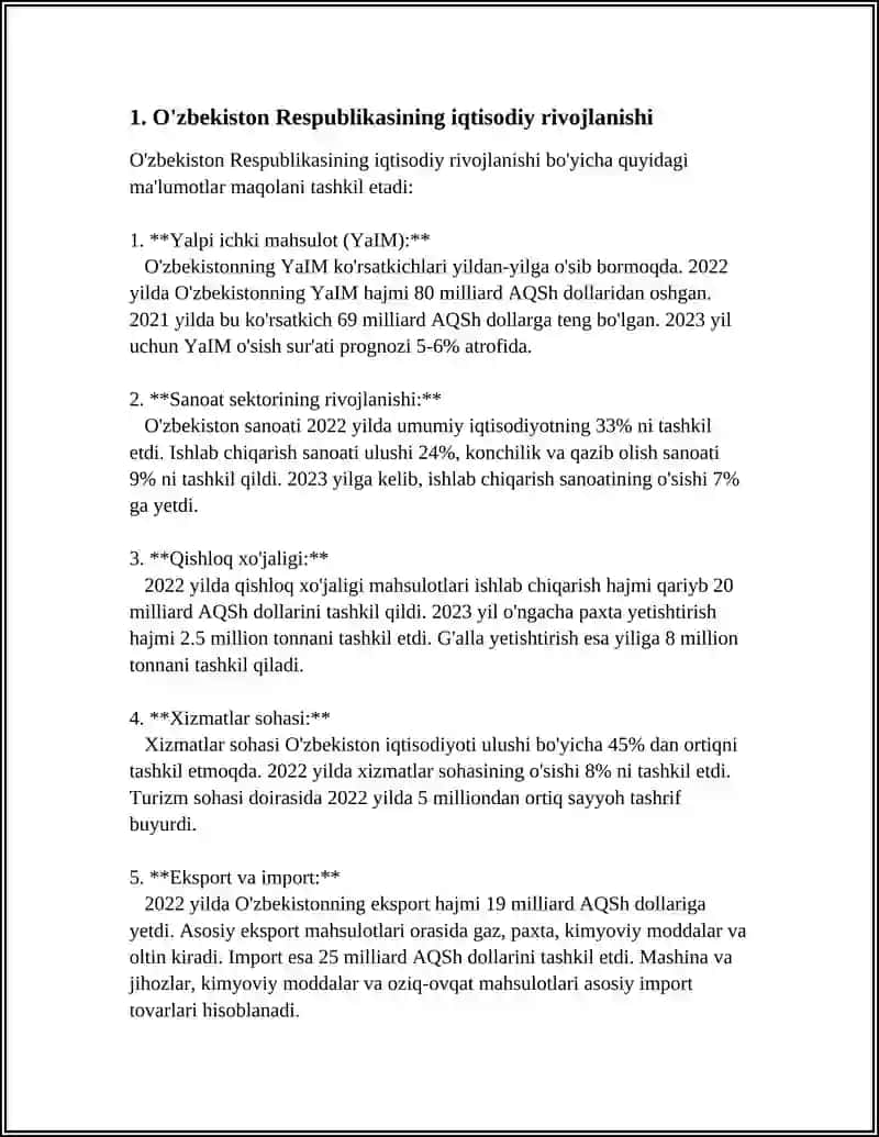 O'zbekiston Respublikasining iqtisodiy rivojlanishi 3