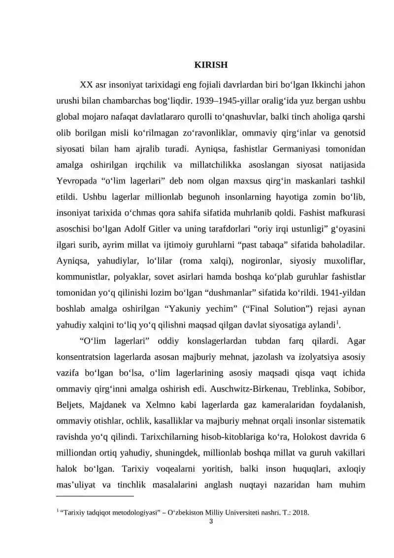 "Fashistlar Germaniyasi tomonidan tashkil etilgan 'o'lim lagerlari' oqibatlar" 3