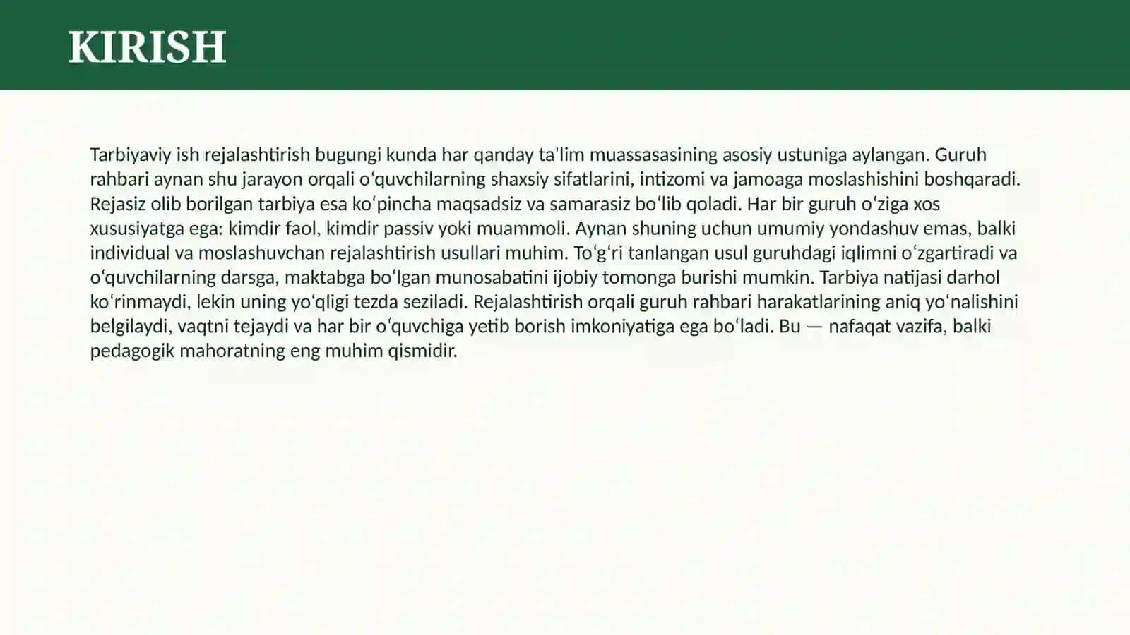 GURUH RAHBARINING TARBIYAVIY ISHLARNI REJALASHTIRISH USULLARI 3