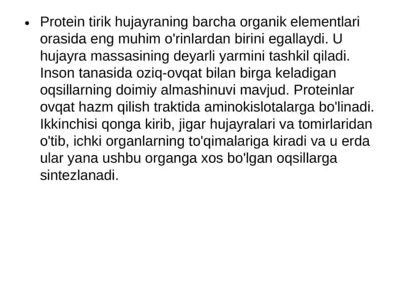 Oqsillar biosintezi, hazm qilish va oqsil assimilyatsiyasi 3