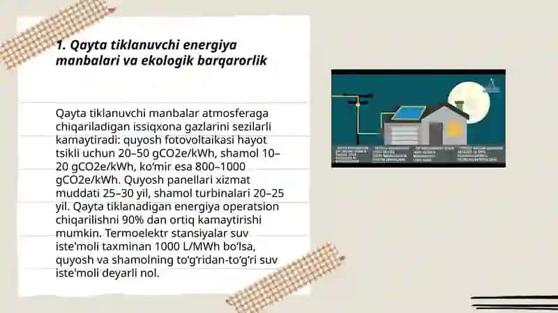Qayta tiklanuvchi energiya manbalaridan foydalanishning ekologiyani asrashdagi ahamiyati 3