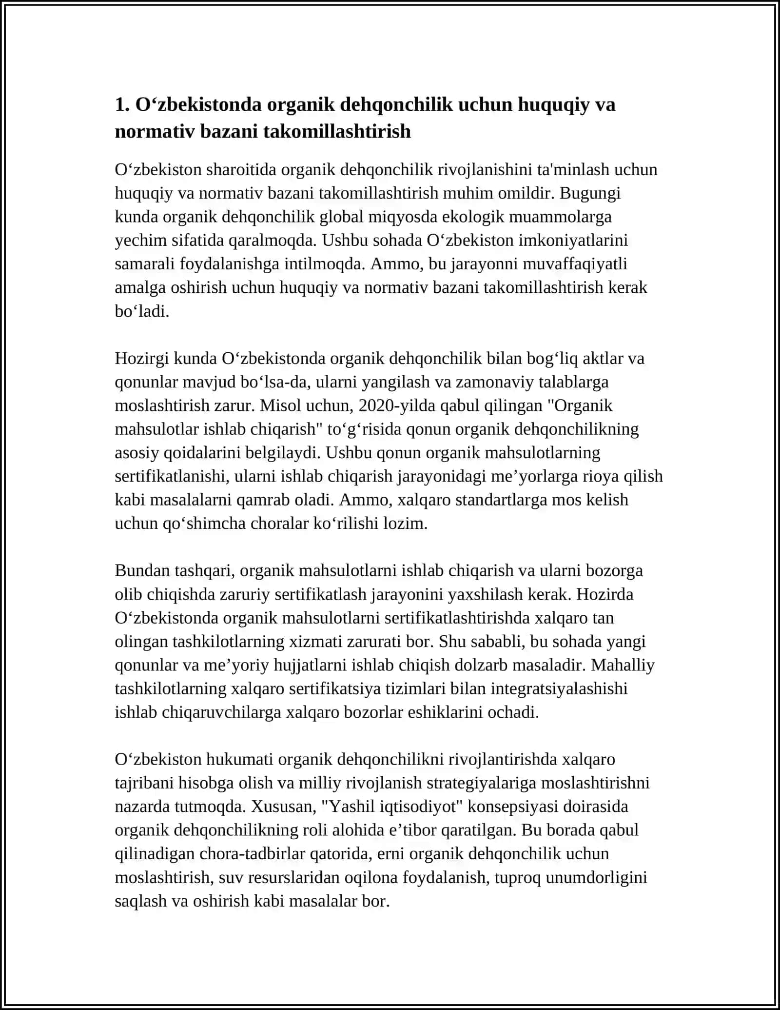 OʻZBEKISTON SHAROITIDA ORGANIK DEHQONCHILIKNI RIVOJLANTIRISH ISTIQBOLLARI 3