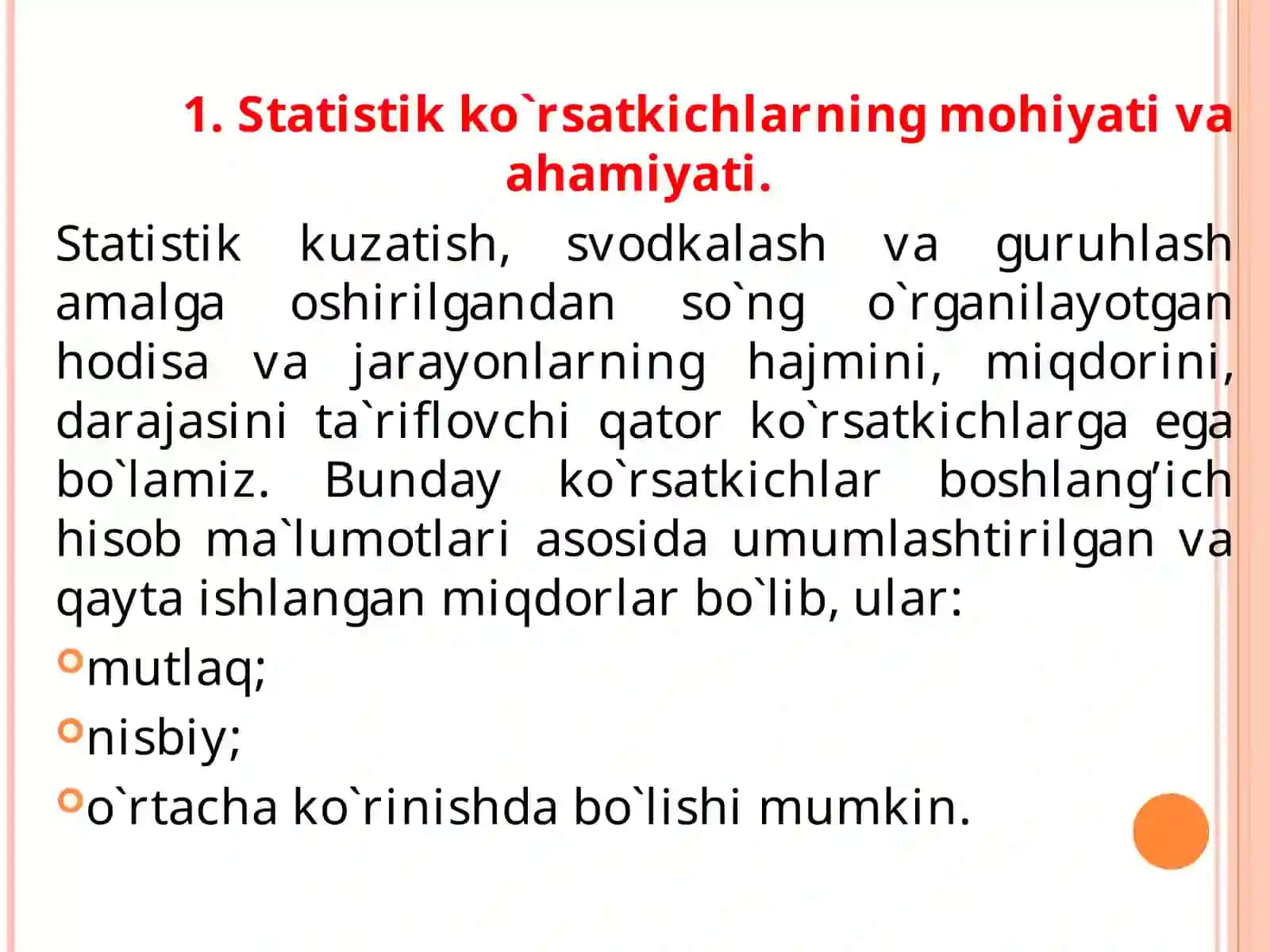TASVIRIY STATISTIKA KO’RSATKICHLARI 3