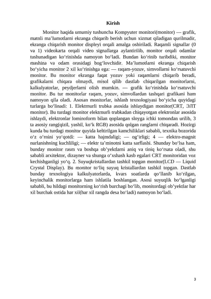 "Tibbiyot axborot texnologiylari Monitor va sichqoncha qurilmalarining turlari va vazifalari" 3