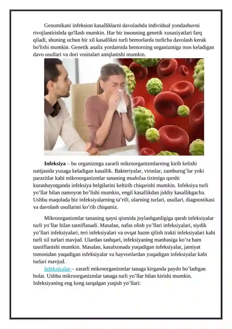 Infeksion kasalliklarni davolashda genomikani roli 3