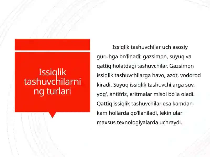 Issiqlik tashuvchilar 3