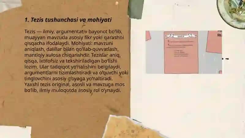 Tezislar. Tezis turlari 3