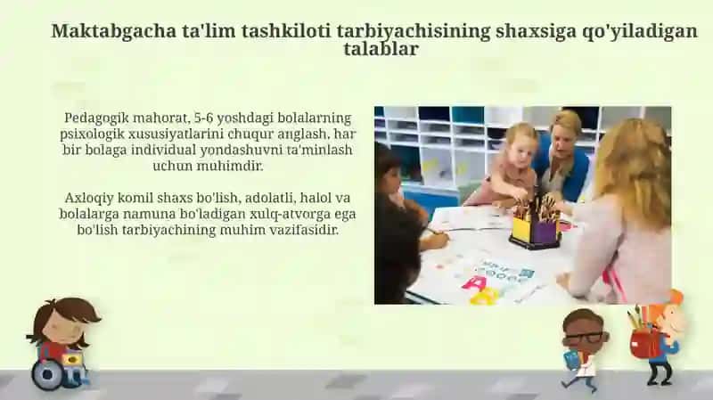 Maktabgacha ta'lim tashkiloti tarbiyachisi shaxsiga qoʻyilgan talablar 3
