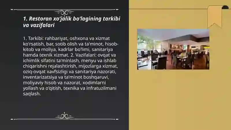 Restoran xo'jalik bo'lagi va xodimlarni boshqarish 3