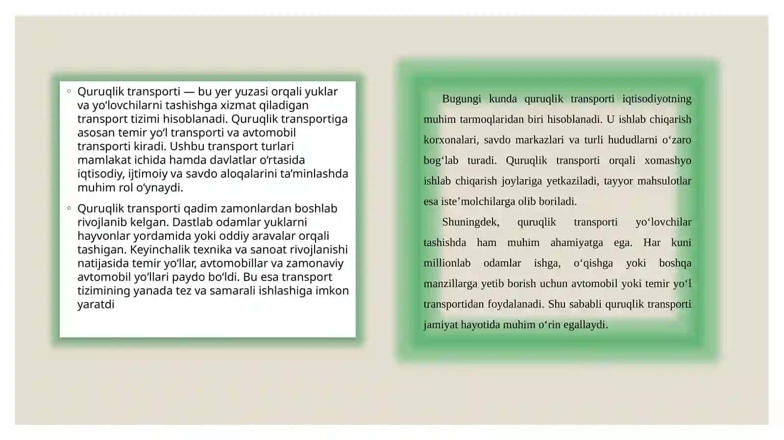 Quruqlik transporting asosiy turlari 3