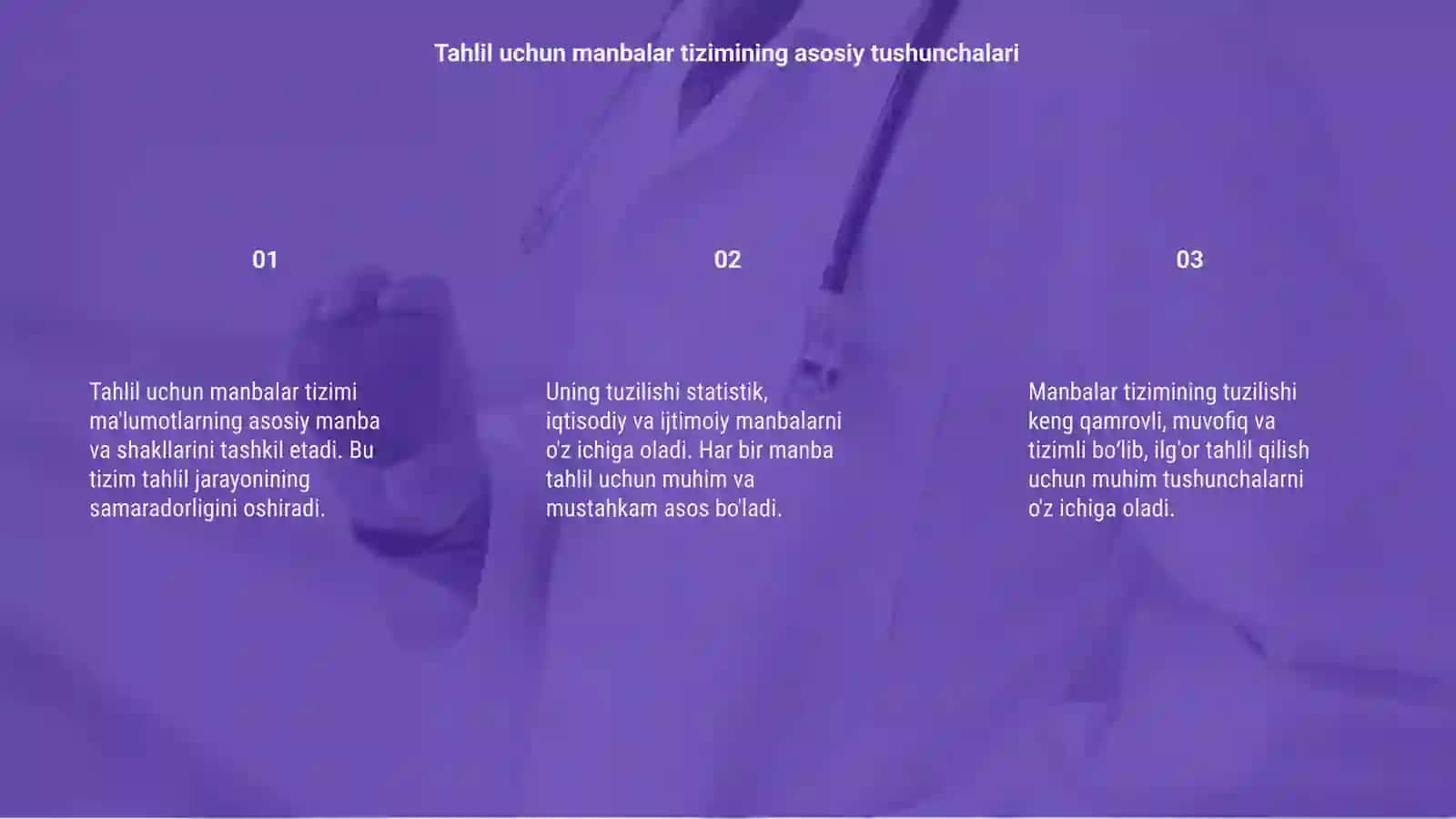 Tahlil uchun manbalar tizimi 3