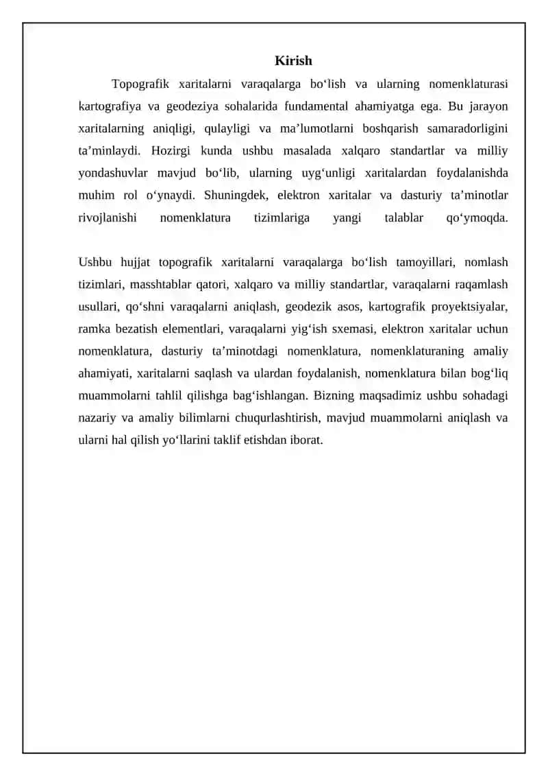 Topografiya xaritalarning varaqlarga bo'linishi va nomenklaturasi 3