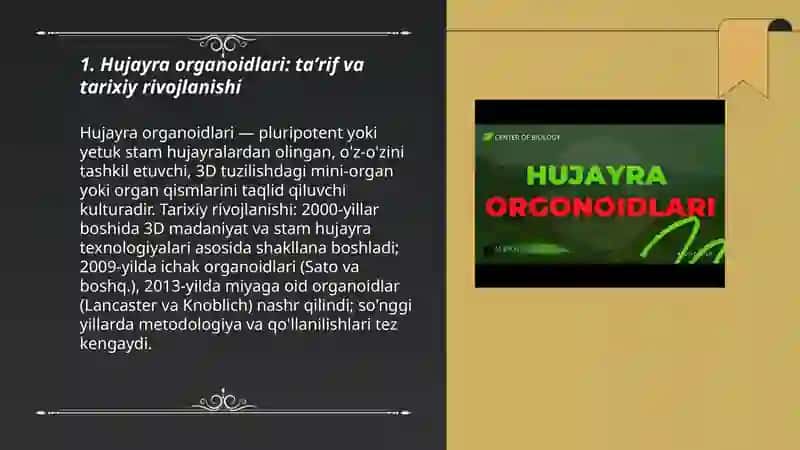 Hujayra organoidlari va ularning zamonaviy biotibbiyotdagi ahamiyati 3