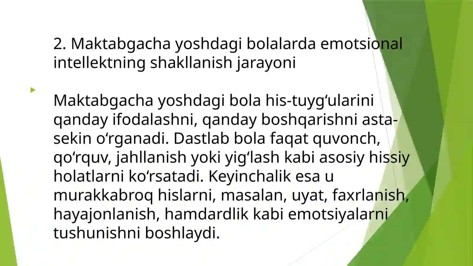 Mavzu:Maktabgachga yoshdagi bolalarda  emotsional intellektning rivojlanishida  pedagog munosabatining ta’siri 3