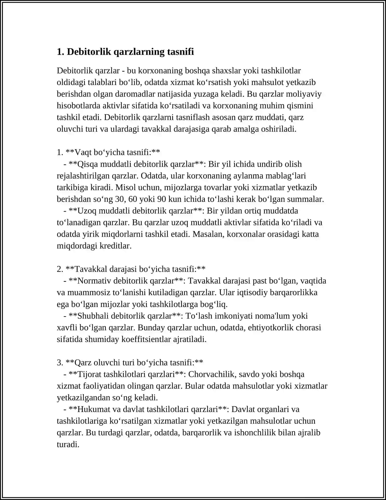DEBITORLIK VA KREDITORLIK QARZLAR 3