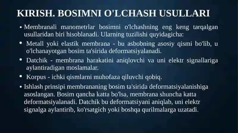 Prujinali va membranali manometrlar 3