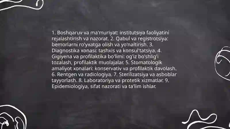 Tibbiy-profilaktika stomatologik muassasalarning asosiy tarkibiy bo'limlari 3