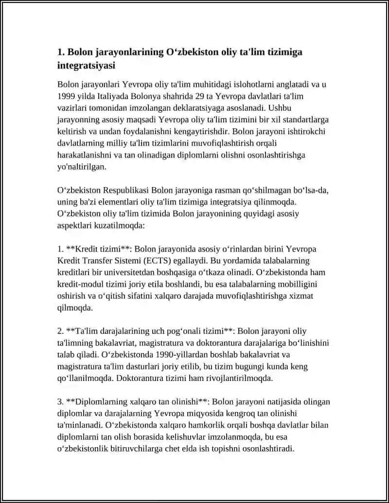 Bolon jarayonlarining O‘zbekiston oliy ta'lim tizimiga integratsiyasi 3