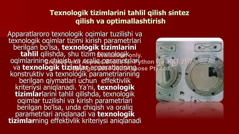 Texnologik tizimlarini tahlil qilish, sintez qilish va optimallashtirish 3