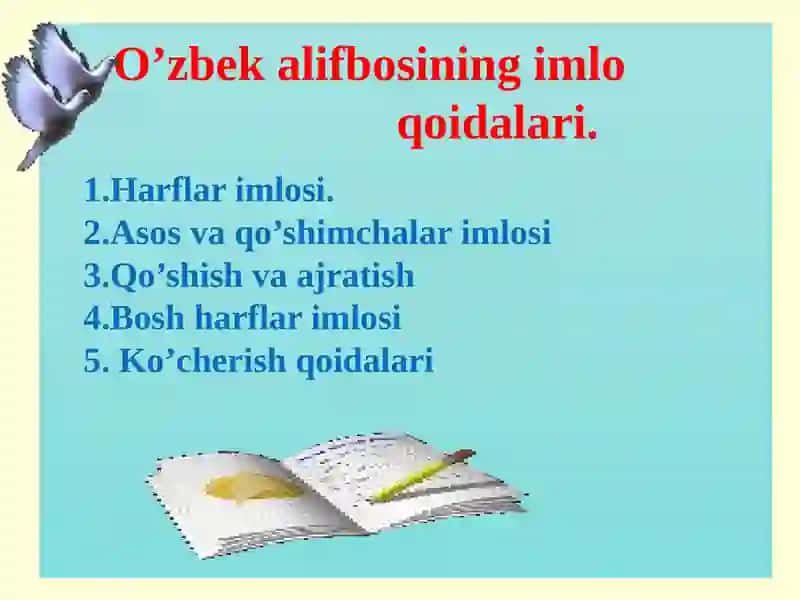 O’zbek alifbosinning imlo qoidalari 3