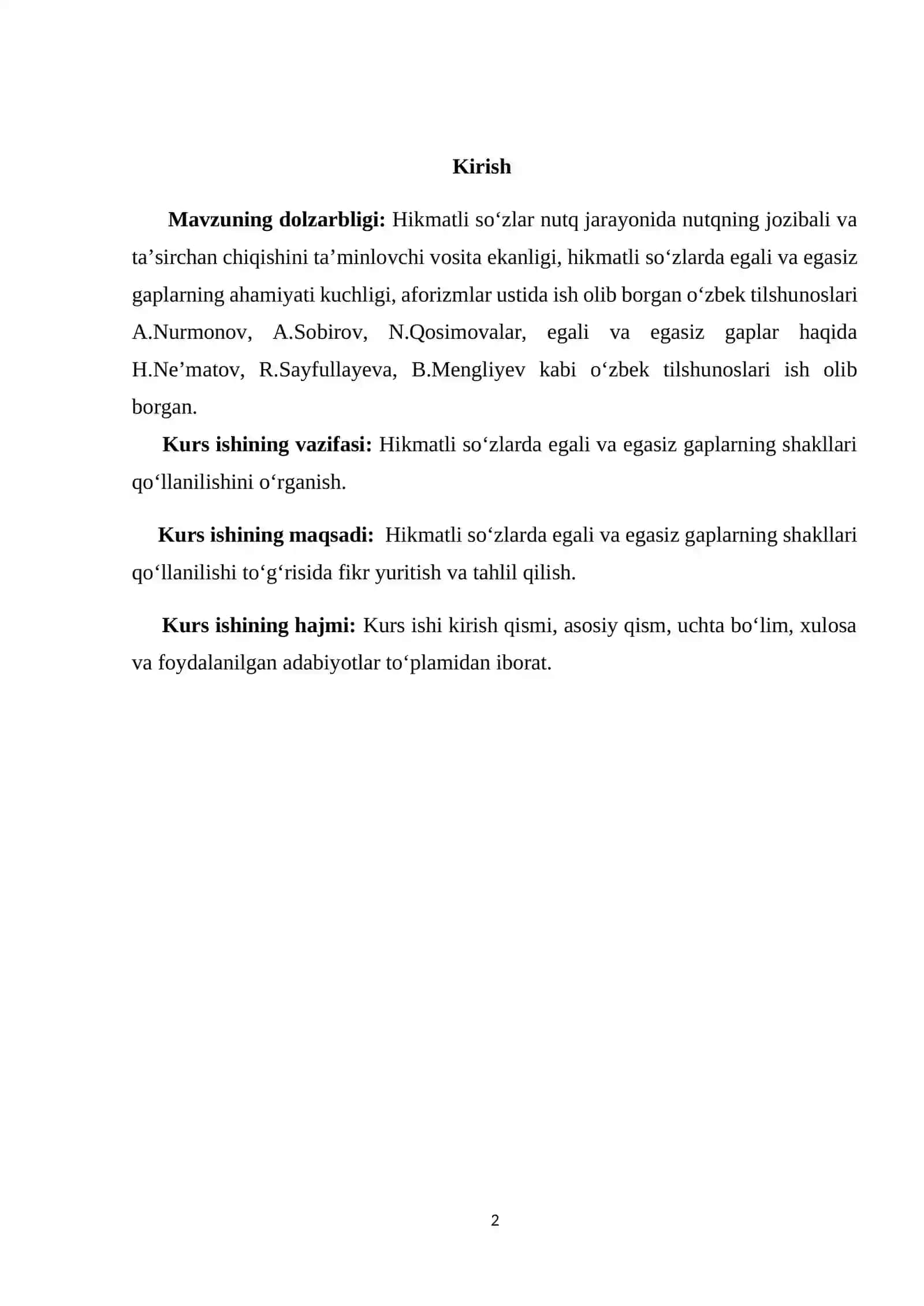 Aforizmlarda egali va egasiz gaplarning shakllari tahlili 3