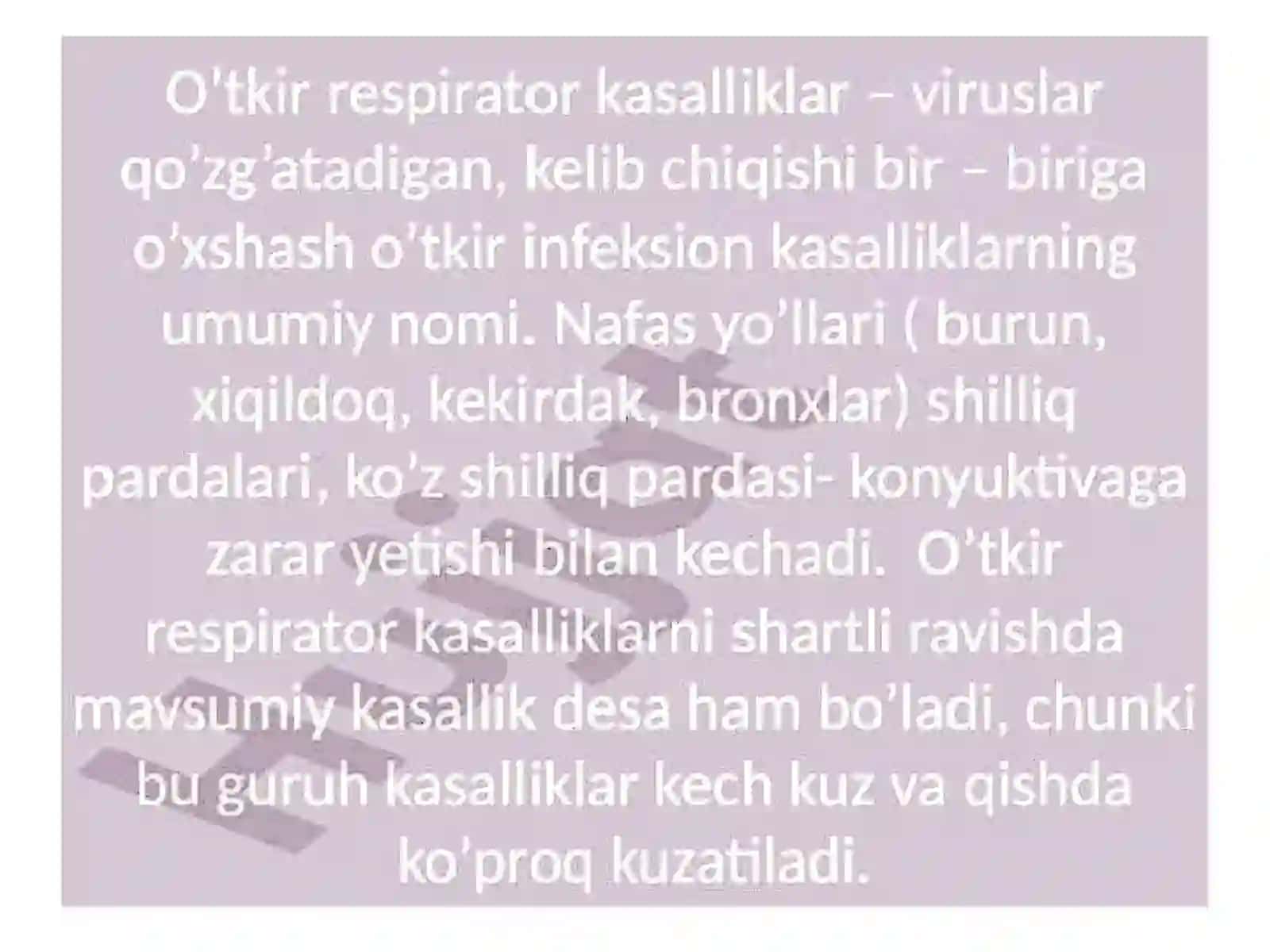 O'pka patologiyasi. Tug'ma anomaliyalar. O'tkir respirator sindromi. 3