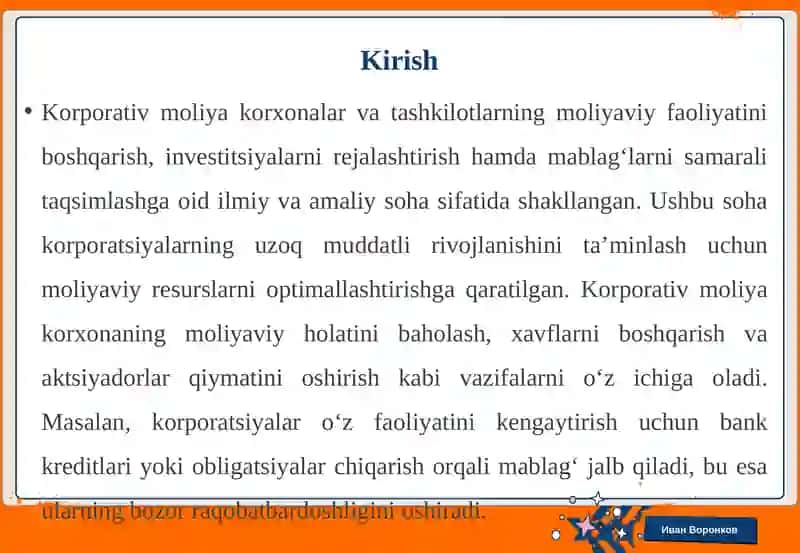 Korporativ moliylari 3