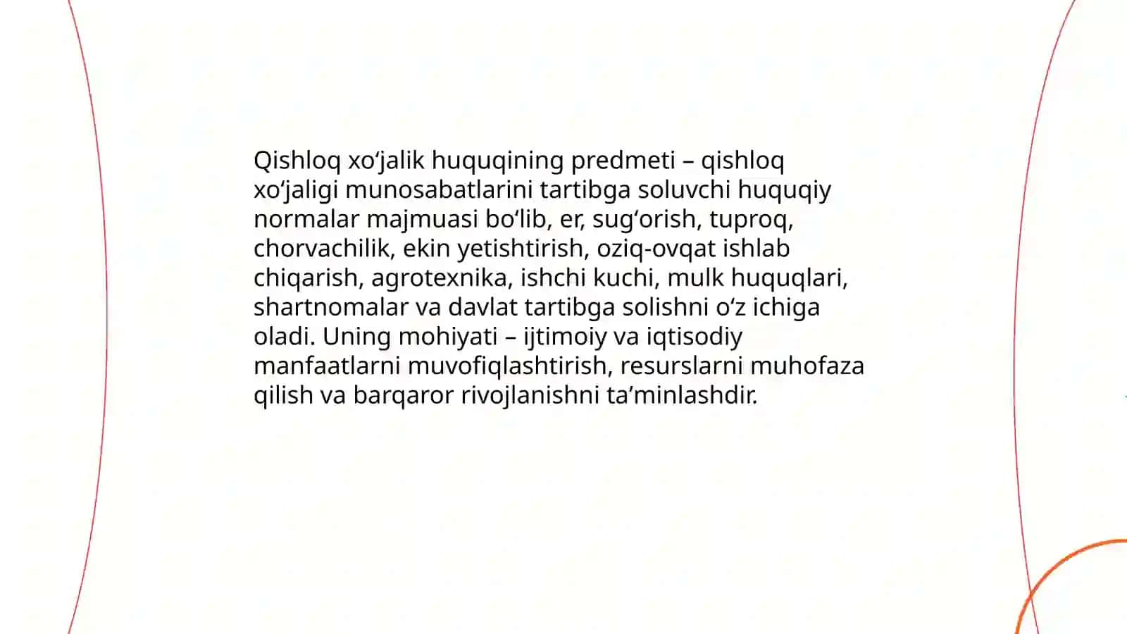 Qishloq xoʻjalik huquqining predmeti 3