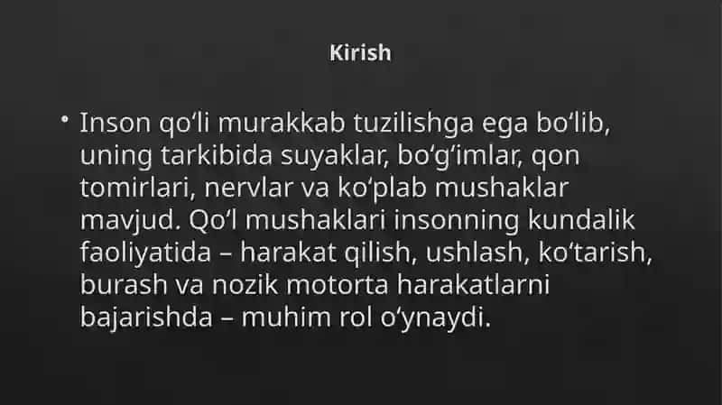 Qo‘l mushaklarining tuzilishi va anatomik nomlari 3
