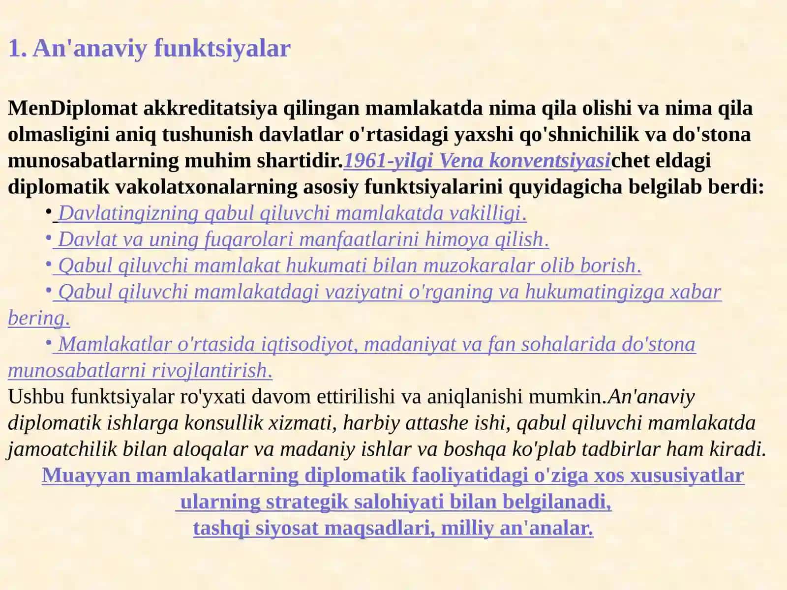 1961-yildagi "Diplomatik munosabatlar to'g'risida"gi Vena konvensiyasi 3