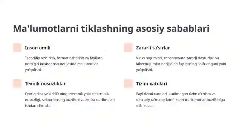 Ma'lumotlarni Tiklash uchun Mo'ljallangan Operatsion Tizimlar Parametrlari 3