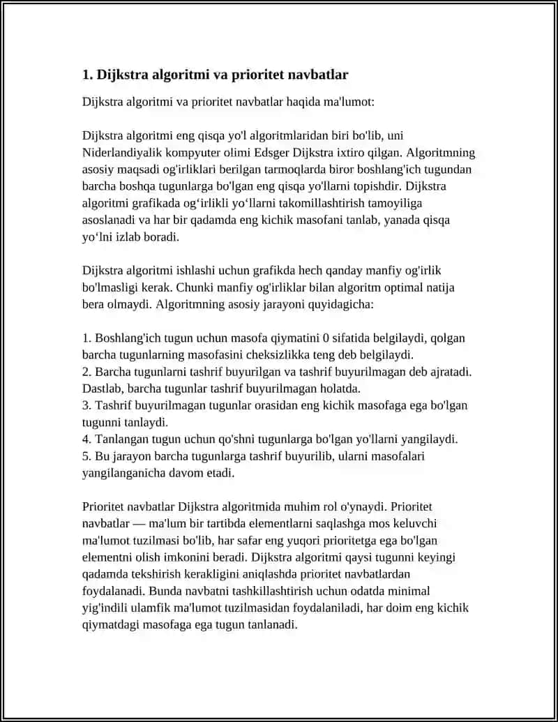 GRAFLARDA ENG QISQA YÒLNI ANIQLASH ALGORITMLARI 3