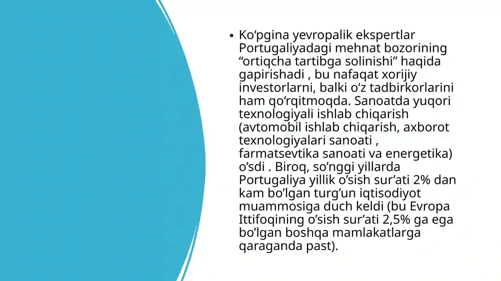 Portugaliyaning asosiy makroiqtisodiy ko’rsatkichlari 3