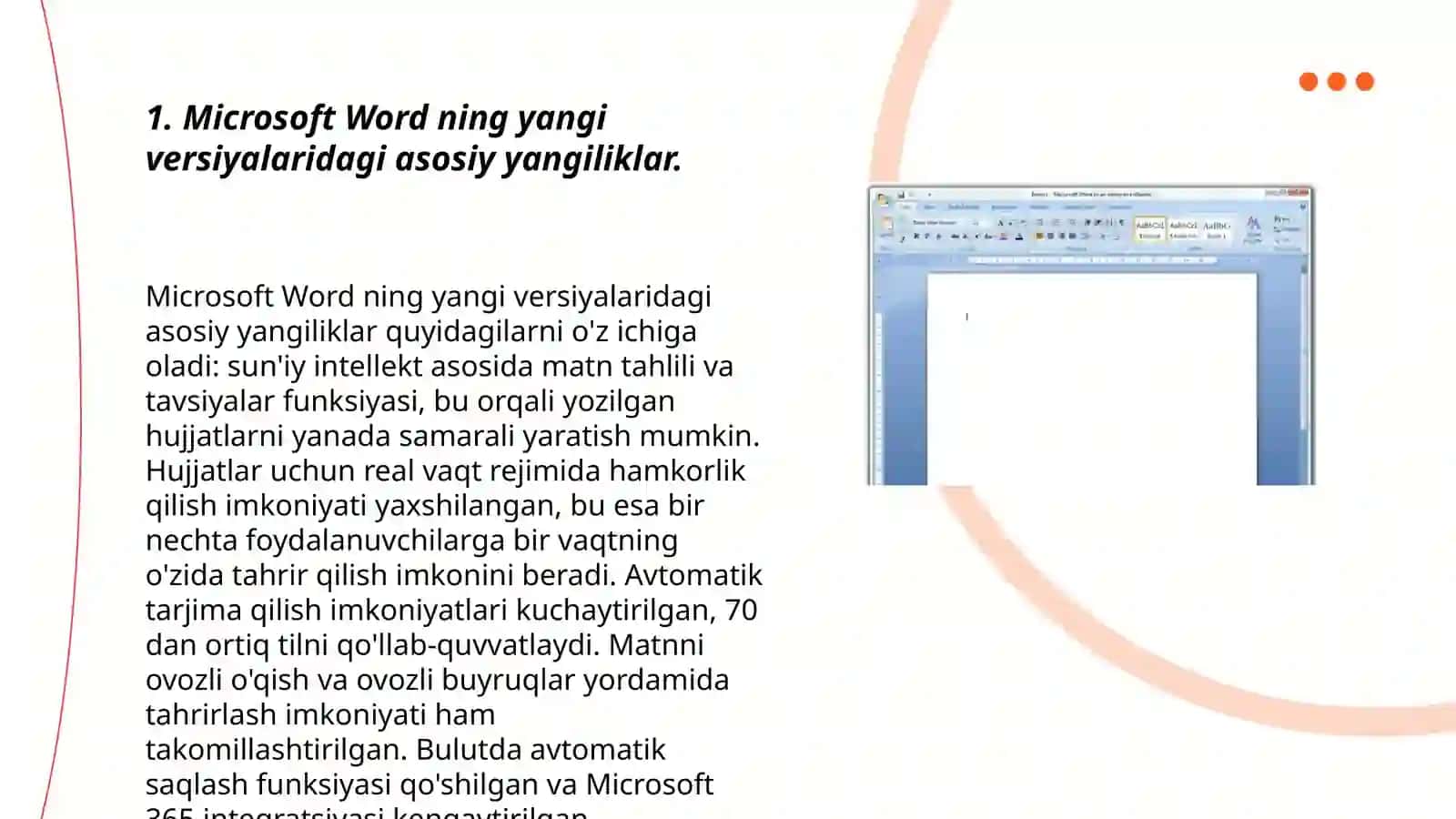 Microsoft Word dasturining imkonyatlari 3