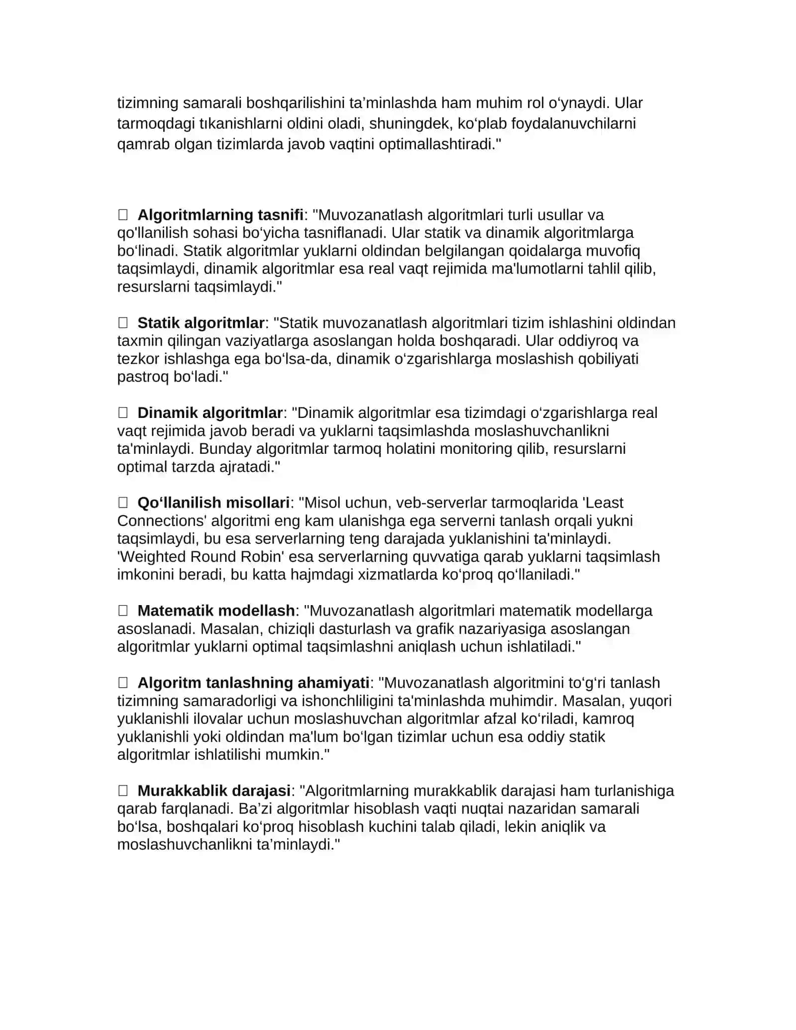 Muvozanatlash algoritmlari: muvozanatlashning umumiy va hususiy algoritmlari 3