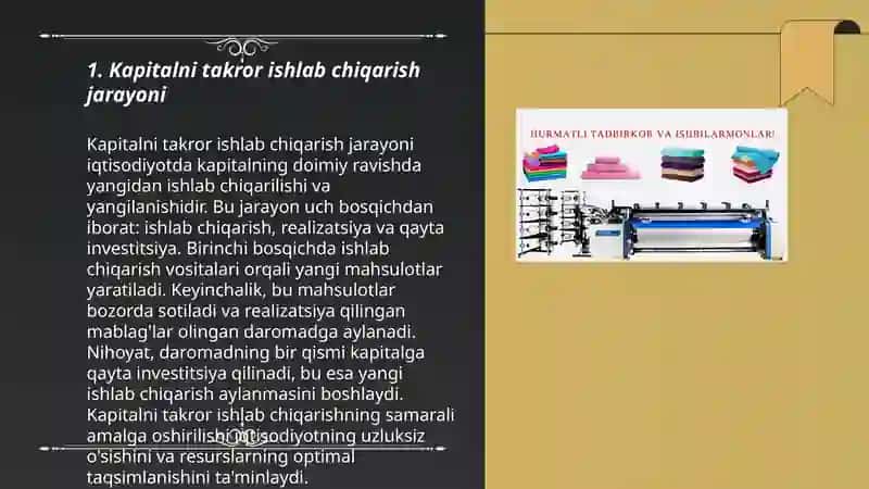 Kapitalni takror ishlab chiqarish va undan foydalanish samaradorligi 3