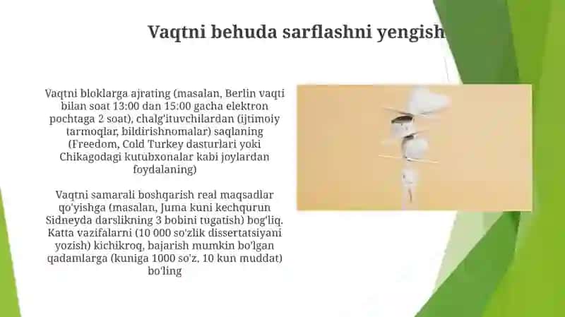 Kelajakka sarmoya - vaqtni to'g'ri taqsimlash 3