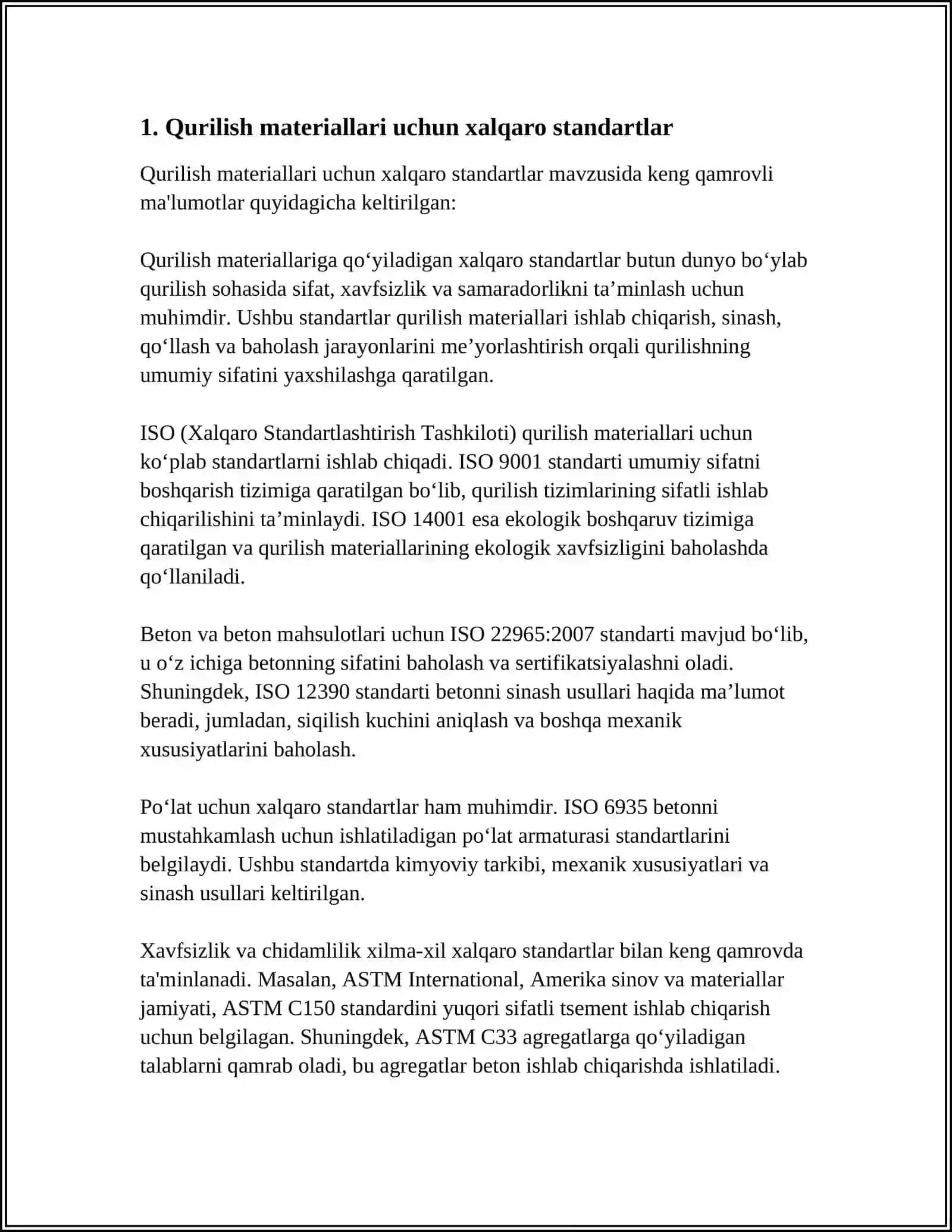 MILLIY VA XALQARO STANDARTLAR QURILISH VA UY JOY SOHASIDA 3