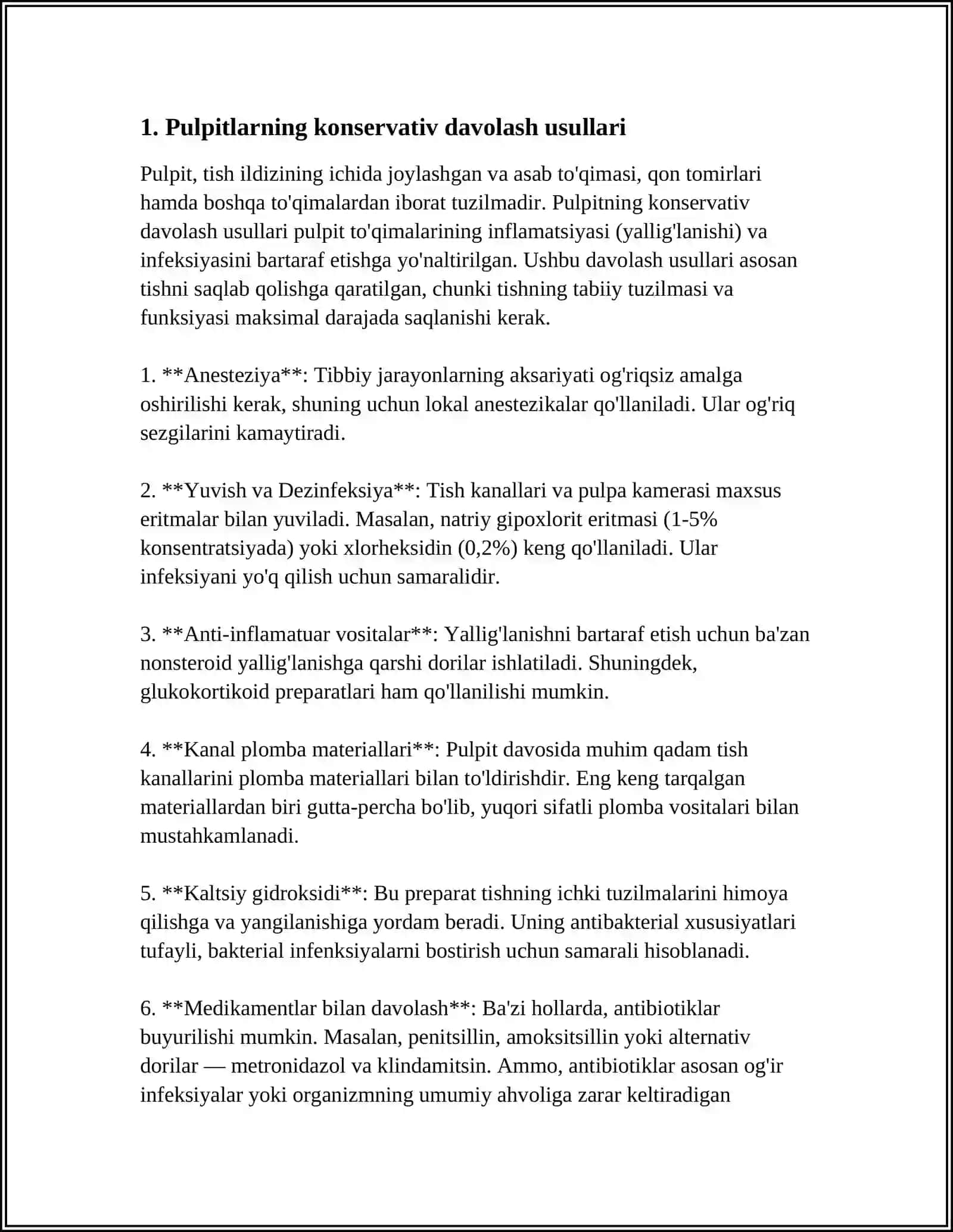 PULPITLARNI KONSERVATIV VA JARROHLIK DAVOLASH USULI 3
