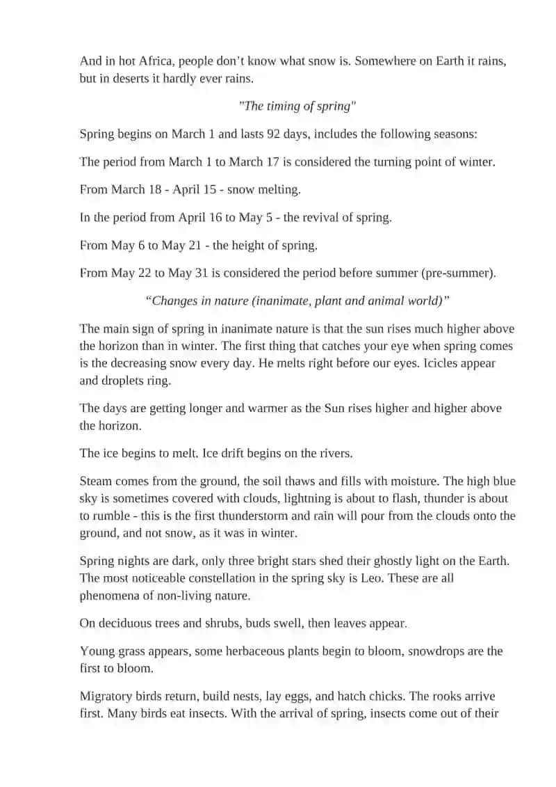Characteristics of the season "spring" 3